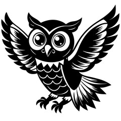 Obraz premium A cute, cartoon owl in the night white background vector art illustration