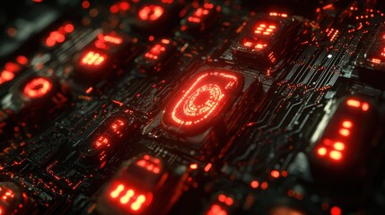 Obraz premium Glowing Circuit Board with Data