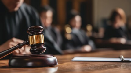 Courtroom proceedings justice system legal case formal setting close-up view judicial authority