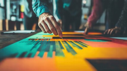 Obraz premium Creative Collaboration in Modern Office Environment Featuring Hands Engaged in Interactive Art Project