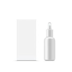 Blank White Box with Cosmetic Cream Jar or Nail Polish Bottle Mockup Vector illustration