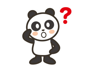 首を傾げて疑問に思うかわいいパンダのイラスト