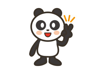 笑顔でピースするかわいいパンダのイラスト