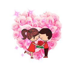  Couple holding  red rose hands pink magic stars