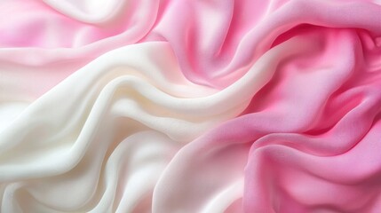 Fototapeta premium Elegant Pink and White Silk Fabric Drape