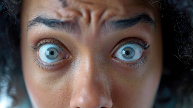 Fearful: Eyes wide and brows raised with slightly parted lips suggest fear, reflecting anxiety or concern over a possible threat or uneasy situation.
