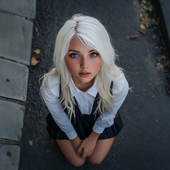Naklejka premium Mystical Elegance with Platinum Hair