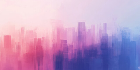 Abstract urban skyline in pastel shades blending pink and blue tones featuring a serene atmosphere
