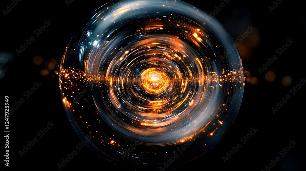 Poster dynamic universal entities swirl energetically in a vibrant spiral of light and sparks creating a me