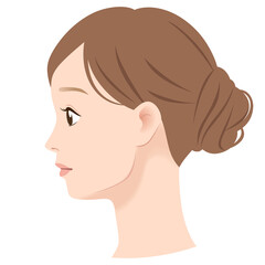 エラの張った女性の横顔