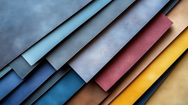 Varied Leather Samples Arranged in Diagonal Pattern