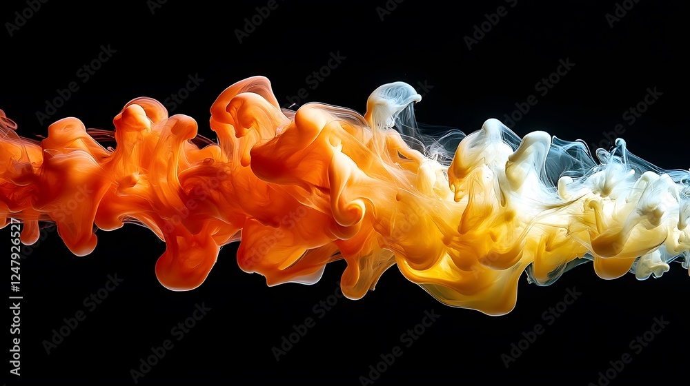 Poster diffusion processes ink dispersing in water vivid colors swirling together creating beautiful abstra