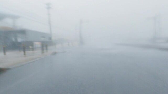 Dangerous Driving Conditions In Eyewall Of Powerful Hurricane - Khanun