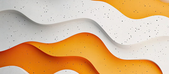 Obraz premium Abstract Orange and White Curved Layers with Black Dots
