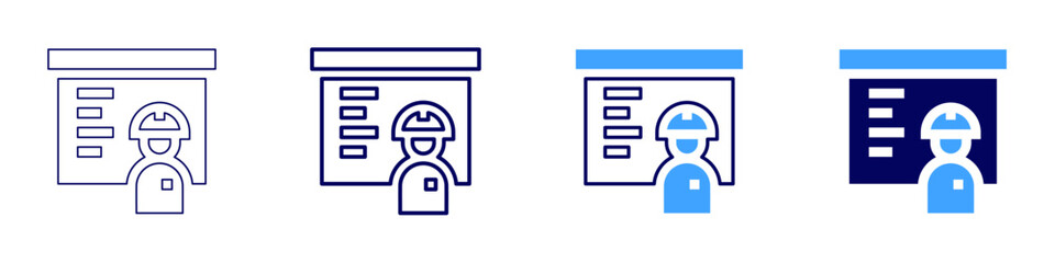 Job orientation icon in 4 different styles. Thin Line, Line, Bold Line, Duotone. Duotone style. Editable stroke