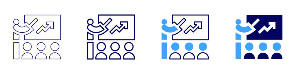 Feedback session icon in 4 different styles. Thin Line, Line, Bold Line, Duotone. Duotone style. Editable stroke