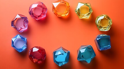 Fototapeta premium Archimedean solids archimedean solids arranged in a circle of colorful gems vibrant shapes and geometric beauty