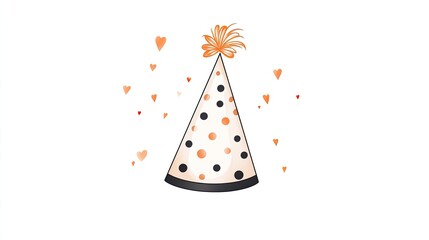 Colorful party hat with polka dots and hearts, symbolizing celebration and joy