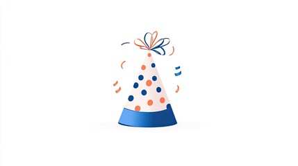 Colorful party hat with polka dots and ribbons, symbolizing celebration and joy