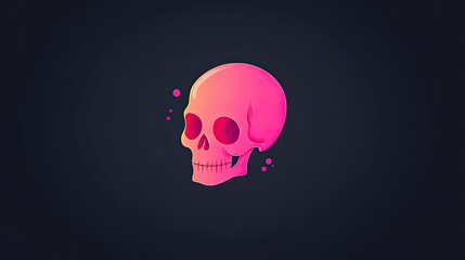 Vibrant Pink Skull Illustration on Dark Background with Bubbles for Artistic Designs