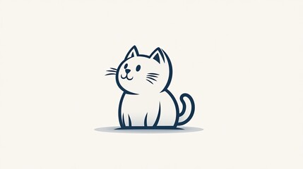 Cute cartoon cat illustration sitting on a light background, ideal for pet-themed designs