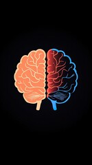 Vibrant illustration of a brain split into warm and cool colors against a black background