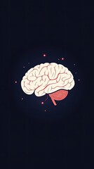 Illustration of a human brain against a dark background with abstract elements, symbolizing thought