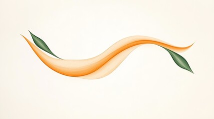 Abstract design featuring flowing orange and green shapes on a light background