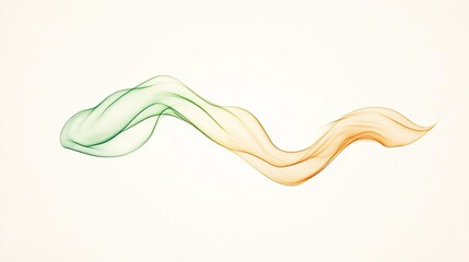 Abstract flowing waves in green and orange colors against a soft white background, symbolizing harmony