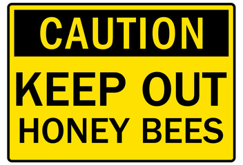 Fototapeta premium Honey bee farm safety sign keep out honeybees