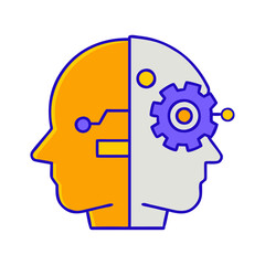 AI human head with gear technology illustration