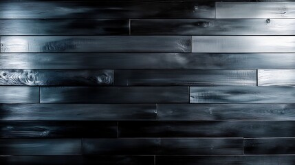Naklejka premium Dark wooden wall panels with varying textures and shades, creating a modern aesthetic background