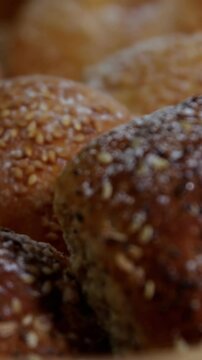 Sesame breads in wicker basket