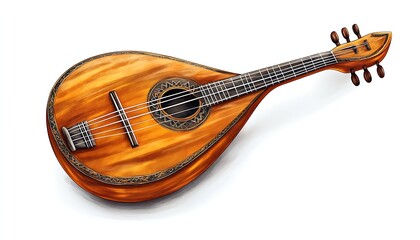 Vintage bandura instrument isolated on white background