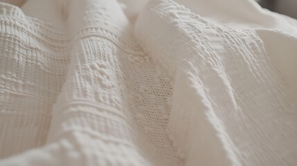 Obraz premium White textured fabric shows intricate patterns and folds