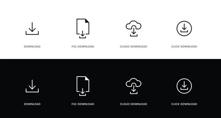 Download icon set. Download button Collection. Download files icons vector. simple download icon isolated on white background. Arrow downloading icon. Vector illustration.