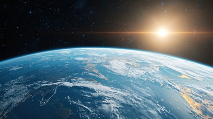 Fototapeta premium Satellite in Orbit Above Earth Transmitting Signals in Space