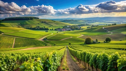 Fototapeta premium Rolling hills of vines in Dizy's Champagne region, countryside, france, countryside, france,vineyard