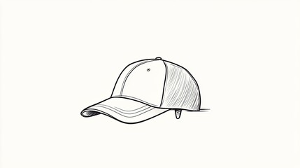 Simple line drawing of a baseball cap on a plain background, showcasing its design and shape