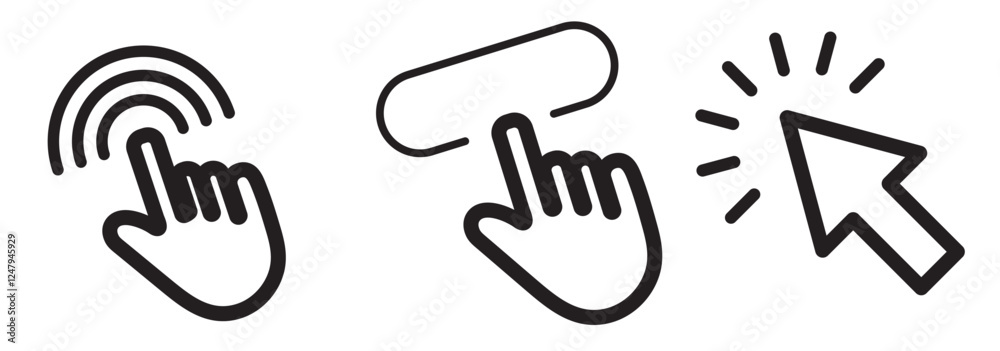 Leinwandbilder computer mouse click cursor arrow icons set. clicking cursor. hand cursors icons click set. pointer 