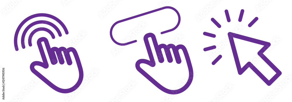 Poster computer mouse click cursor arrow icons set. clicking cursor. hand cursors icons click set. pointer 