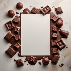 A rich piece of chocolate rests on crumpled paper, both set against a clean white background, evoking a sense of indulgence.