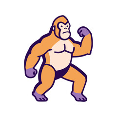 Strong gorilla cartoon illustration