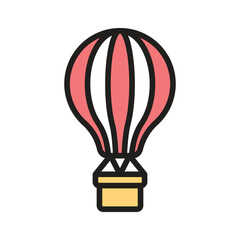 Vibrant hot air balloon icon representing outdoor adventures