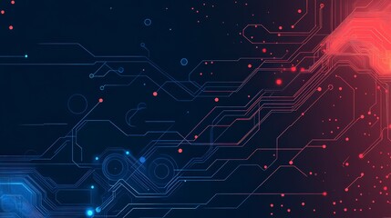 Obraz premium Abstract Technology Background with Circuit Patterns in Blue and Red