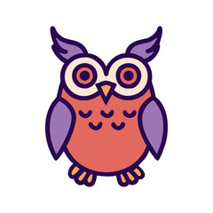 Cute owl with glasses cartoon illustration