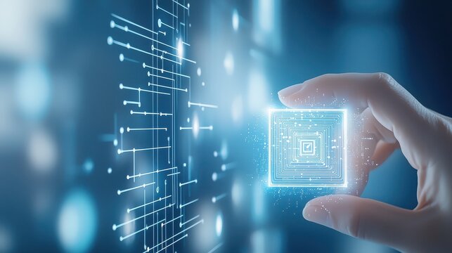 Hand exploring circuit board, a glimpse into electronic connections and digital innovation in technology