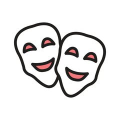 Face masks, theater masks theme party icon in modern style, easy to use