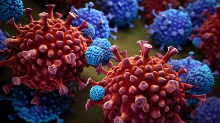 Highly Magnified Microscopic Image Revealing the Intricate Structure and Protein Components of the HMPV Virus a Respiratory Pathogen of Medical Importance