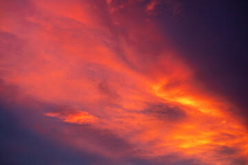 Enjoy a panoramic view of the skyline. The sun rises in the morning sky with colorful clouds. and beautiful cloud patterns In the soft light of the morning	
